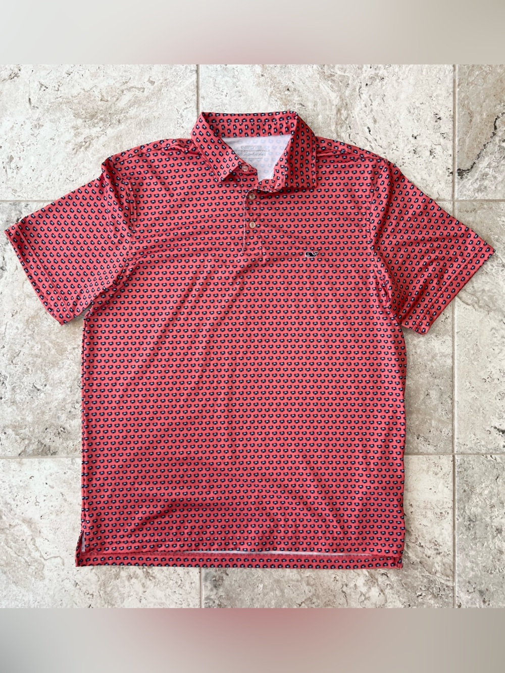 Vineyard Vines Relaxed Fit Classic Performance Short Sleeve Polo Shirt Crabs, L